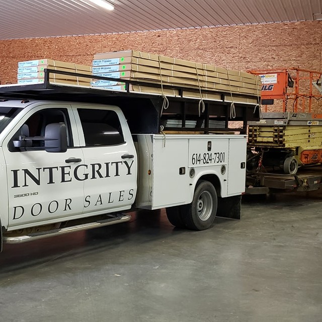 Integrity company truck with supplies for a job